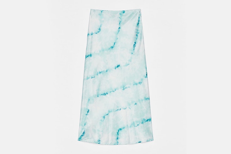 falda satén tie dye bershka