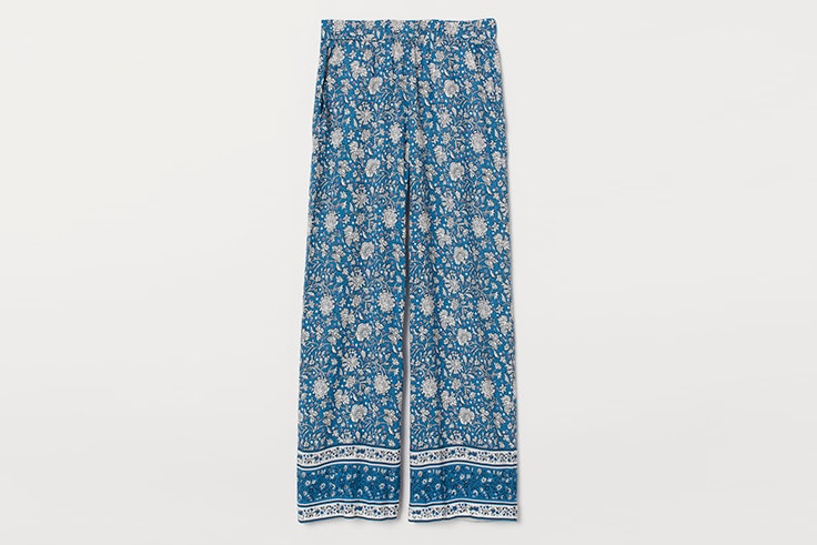 pantalón largo estampado azul hm