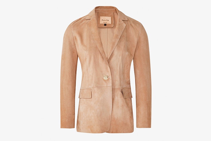 chaqueta americana beige ante massimo dutti