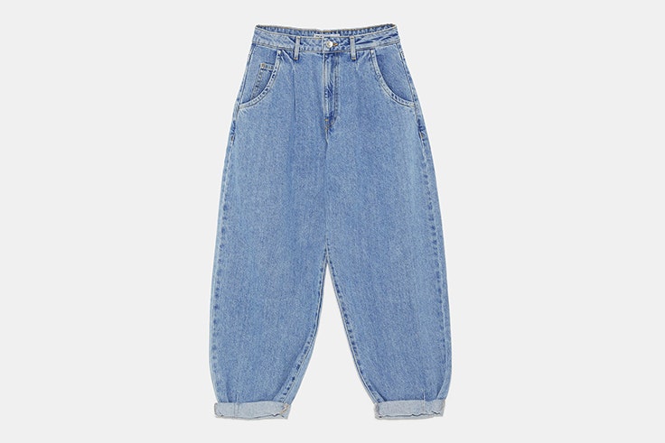 pantalón vaquero slouchy azul claro zara