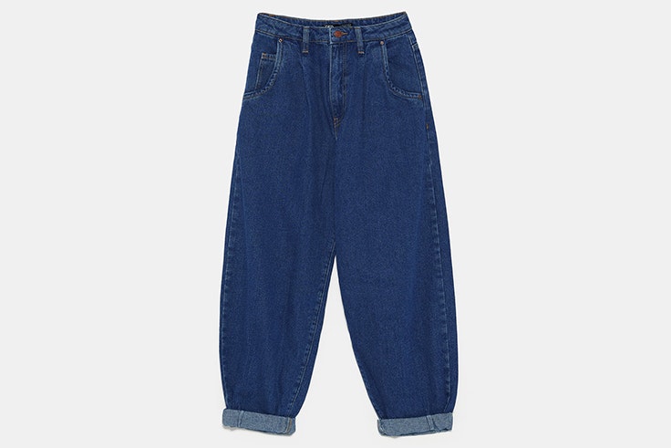 pantalon vaquero slouchy azul oscuro zara