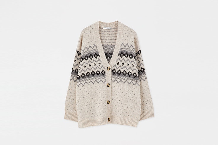cardigan jacquard estampado pull and bear