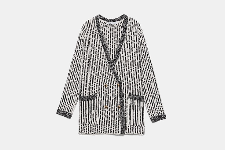 chaqueta de punto estructurada blanco y negro zara