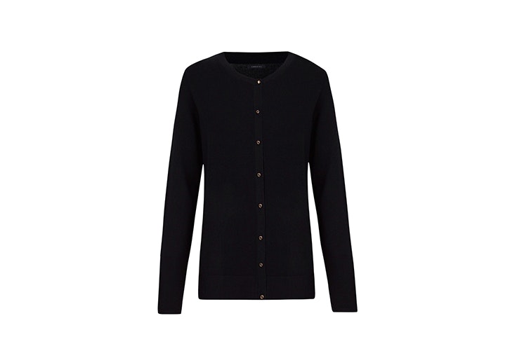 chaqueta de punto negra con botones y escote redondo de cortefiel cárdigan