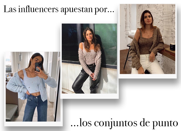 Las influencers apuestan por los conjuntos de chaqueta y top de punto
