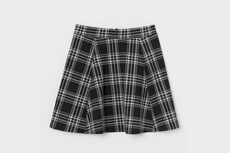 Mini falda de cuadros en colores blanco y negro de H&M
