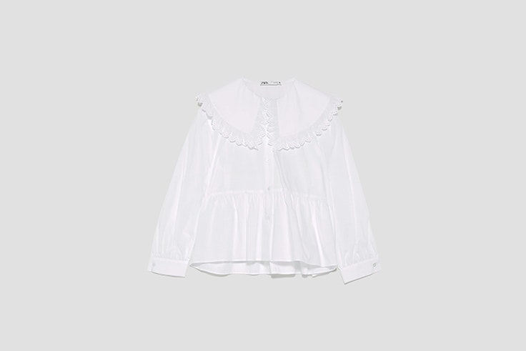 blusa de popelin con cuello bobo de zara blusas románticas