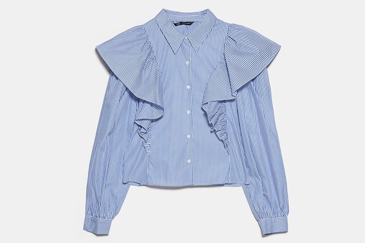 Camisa de rayas con volantes de Zara