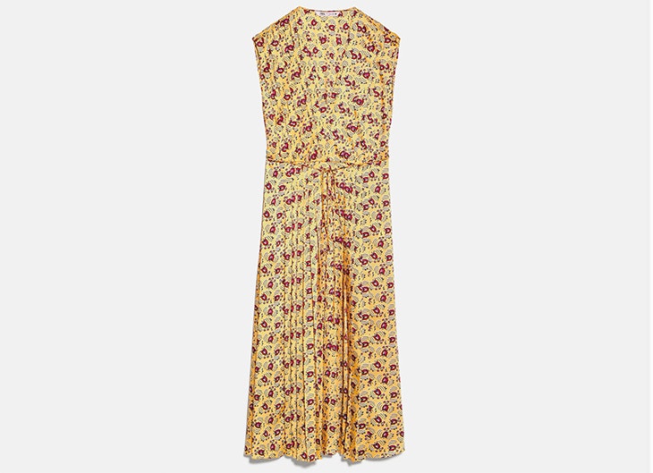 Vestido midi amarillo de Zara vestidos de flores