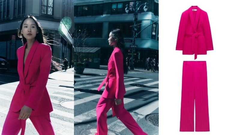 Traje fucsia de Zara